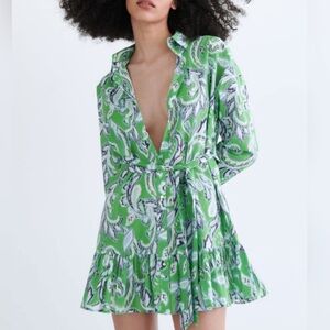 Zara Green Paisley Women's Dress